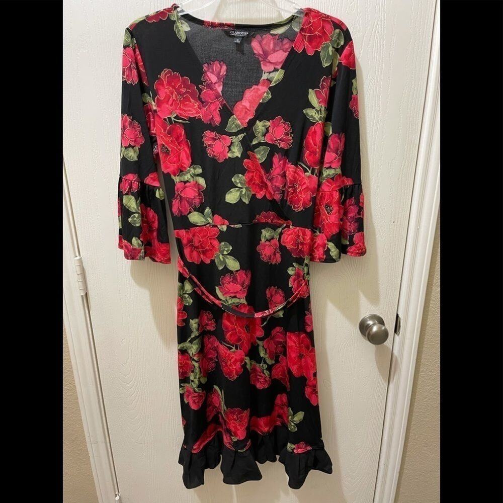 Glamour floral bell sleeve‎ floral dress
